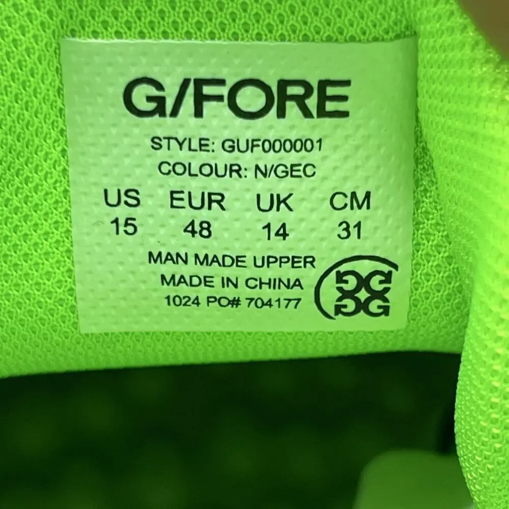 G/FORE G/18 Spikeless Golf Shoes Men Size 15 White Neon Green Comfort Sneakers